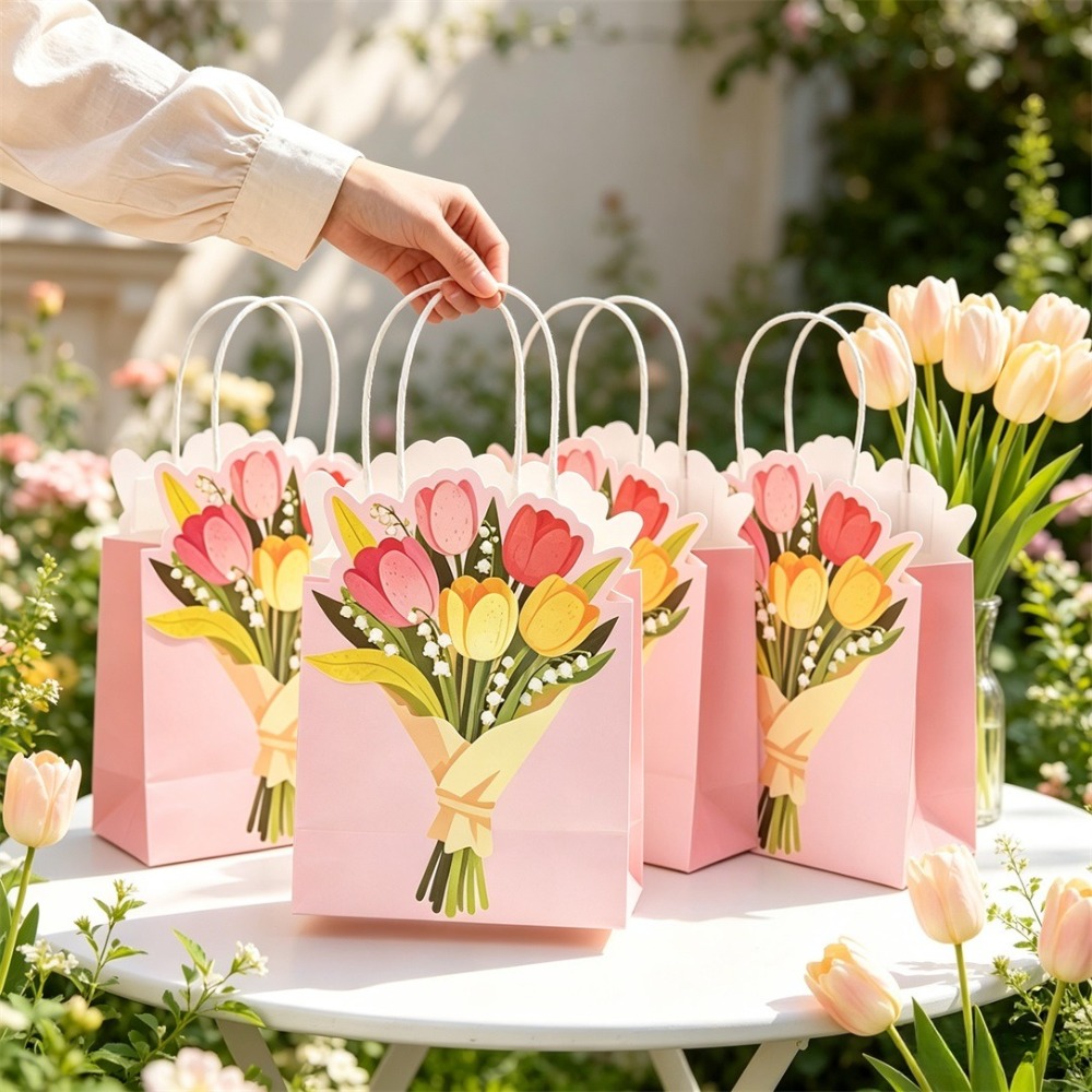 Party Favor Bag - 3/10 stuks handtasjes met tulpmotief, ideaal