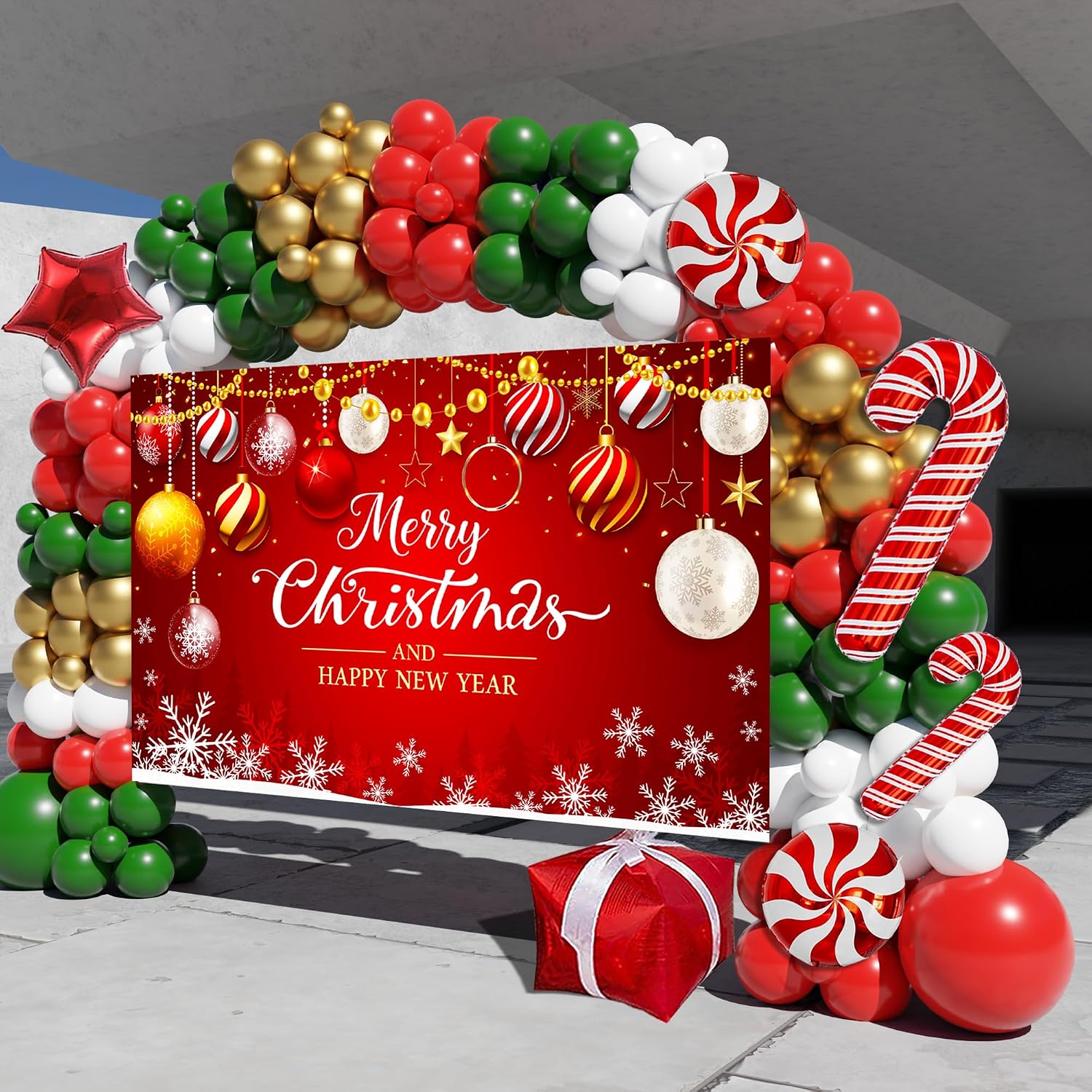 Balloon Arch Kit - Kerstballonboogset, 163-delige kerstdecoratieset met een grote