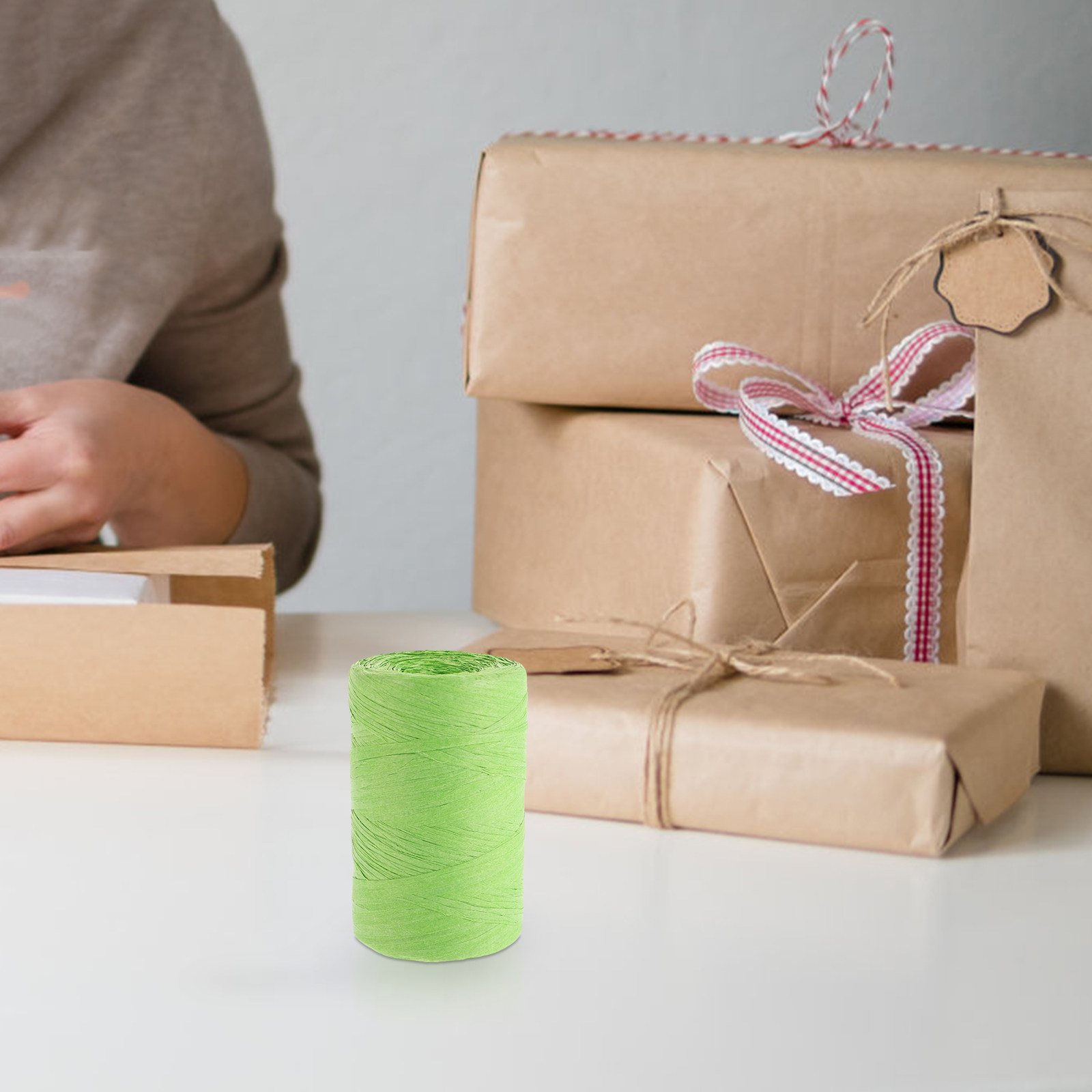 Papercraft Supply Ribbon - Gekleurd raffiapapierkoord, plat verpakt lint voor