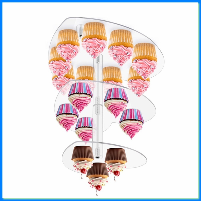 Cupcake Stand Tier - 3-laags cupcake-standaard met voet, acryl taartstandaard,
