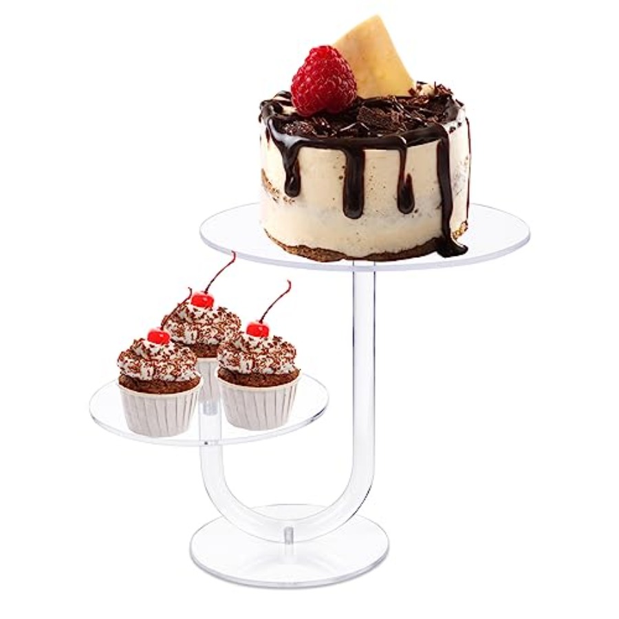 Cupcake Stand Tier - 2-laags transparante taartstandaard van acryl, cupcake-displayhouder,