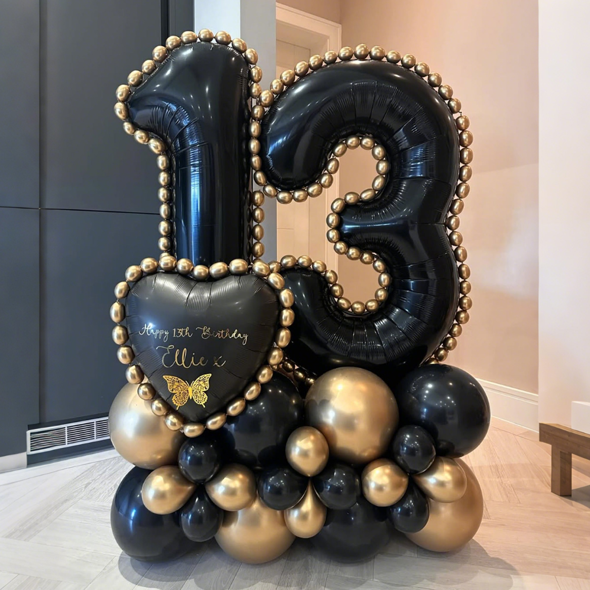 Led Balloon Light - Zwarte digitale kolom ballonset met hartvormige