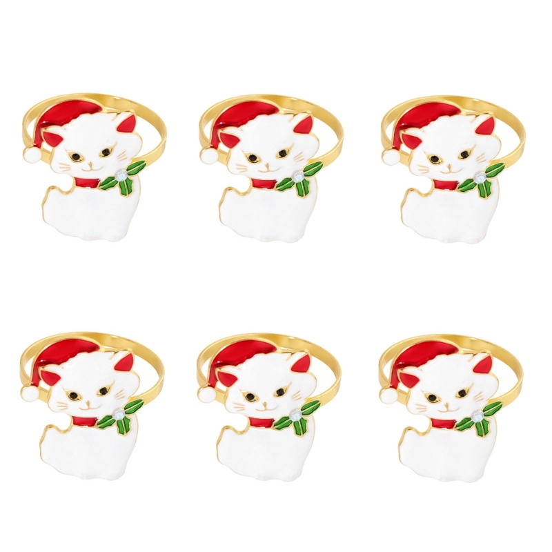 Napkin Folding Set - Kerst servetringen, metalen servethouder set 6