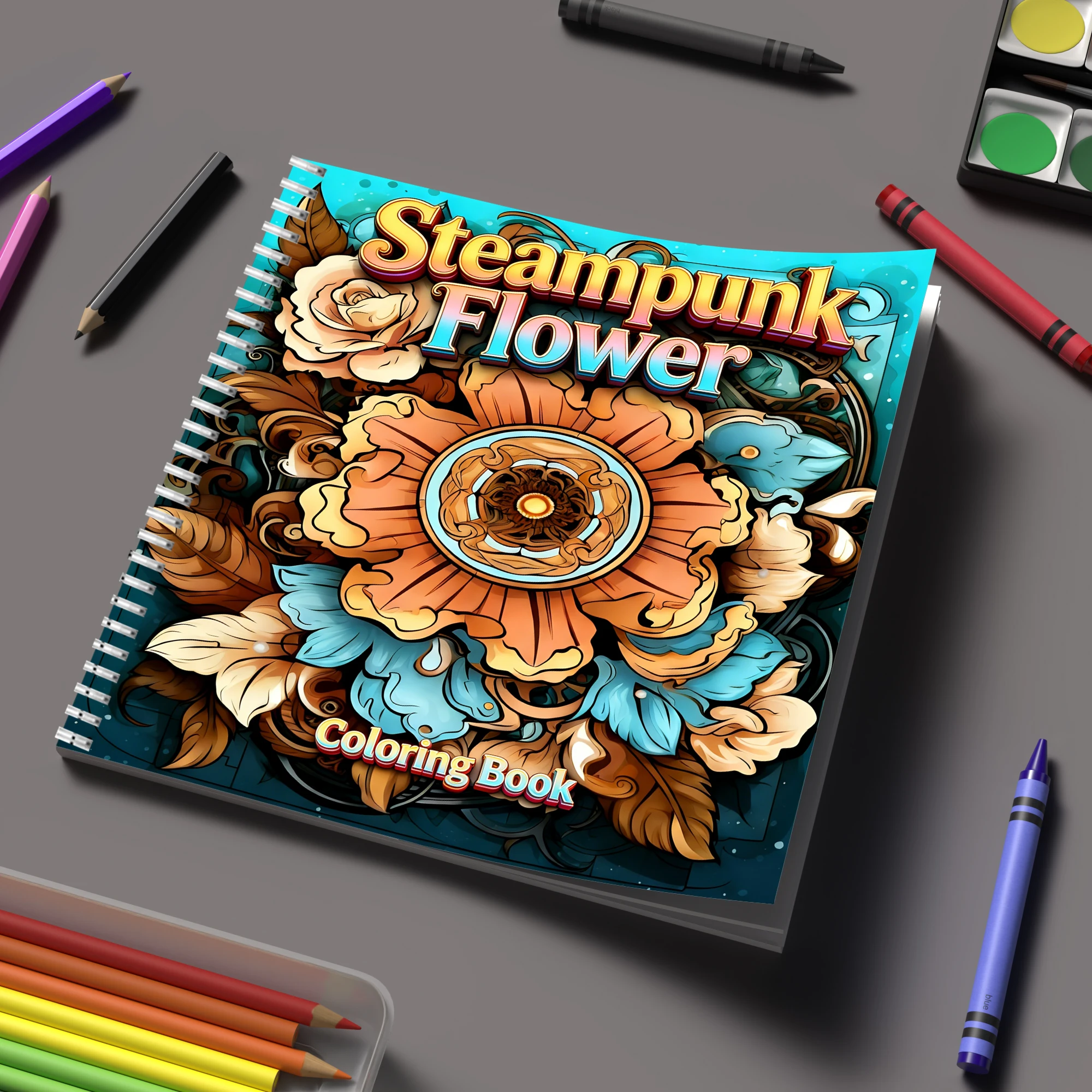 Supply Event - Kleurboek Steampunk Bloemen voor volwassenen Kleurboek,