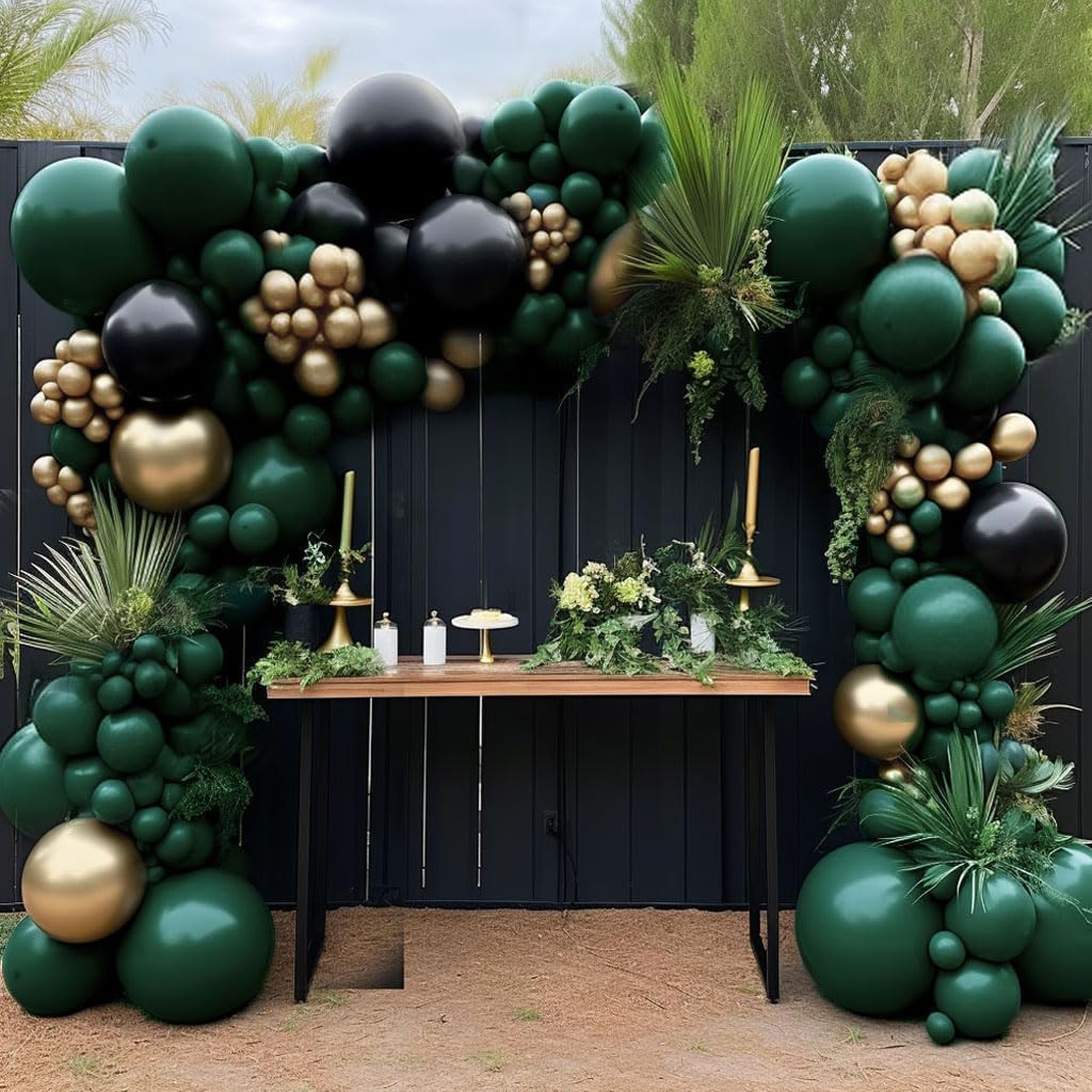 Zwarte, groene en gouden ballo - Balloon Arch Kit recensie en prijs