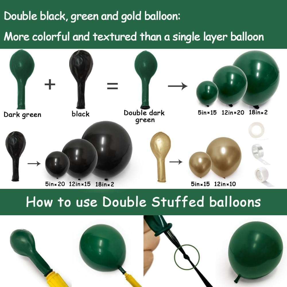 Zwarte, groene en gouden ballo - Balloon Arch Kit recensie en prijs